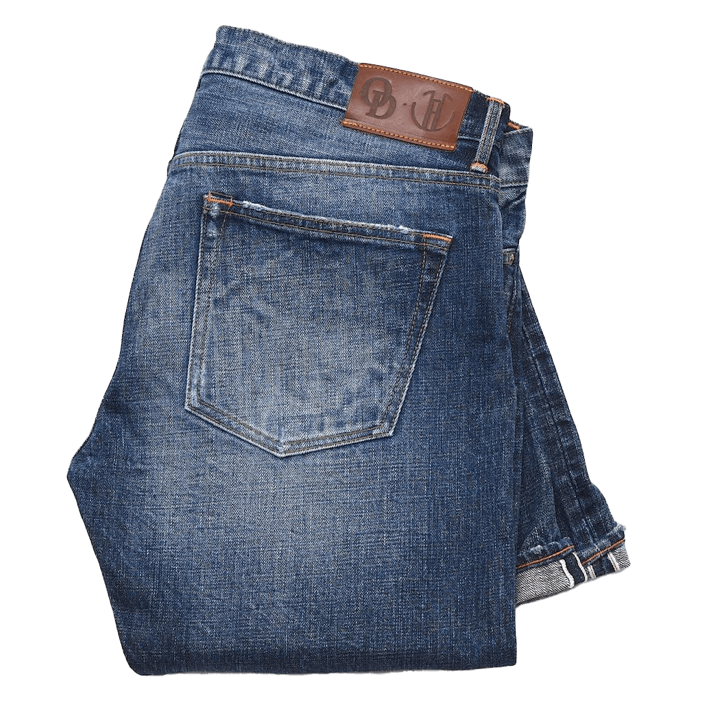 pair of folded jeans