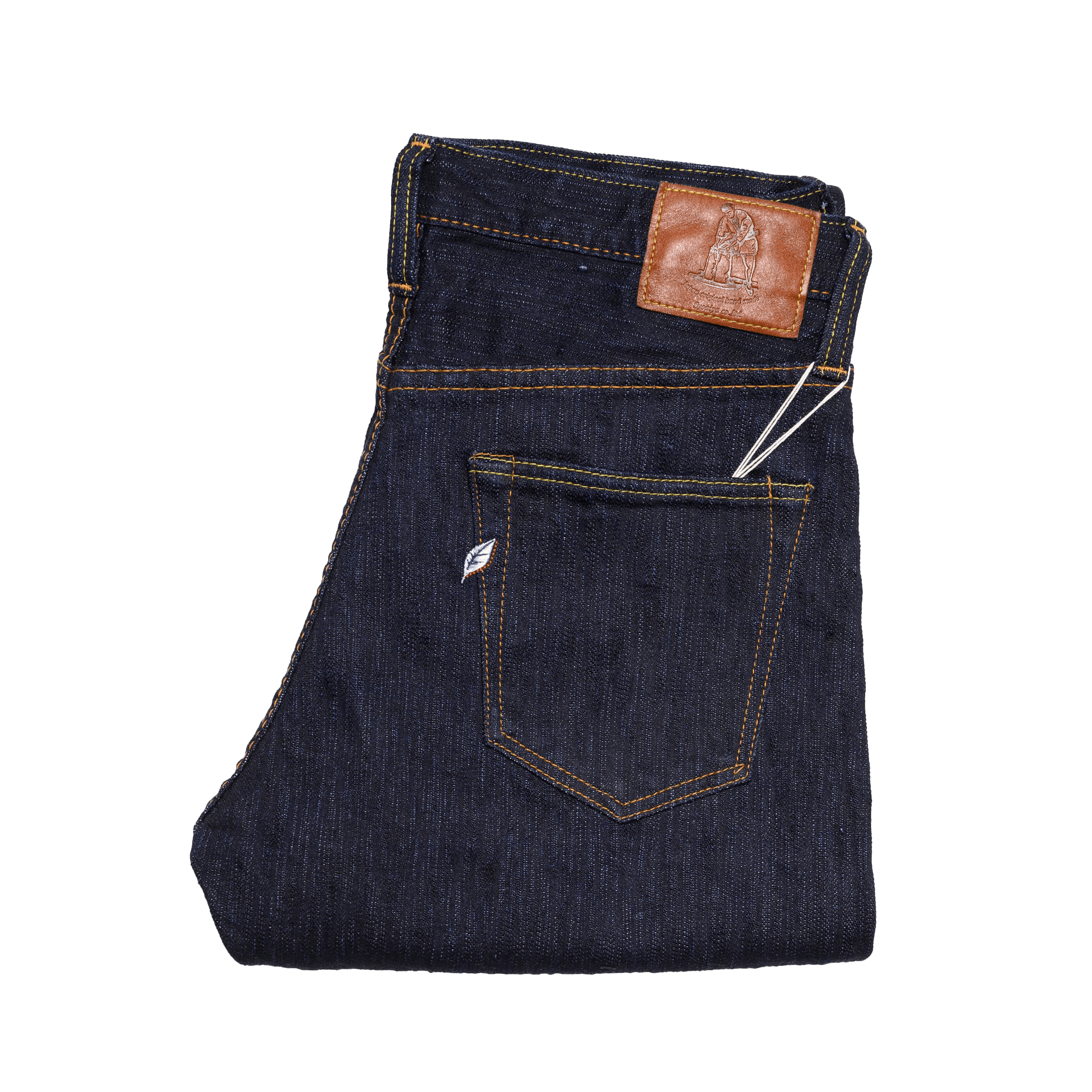 pair of folded jeans